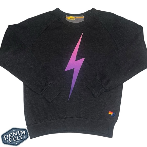 Aviator Nation Women’s Bolt Fade Sweatshirt in Black / Pink/Purple | PRELOVED🩷 - Picture 1 of 10